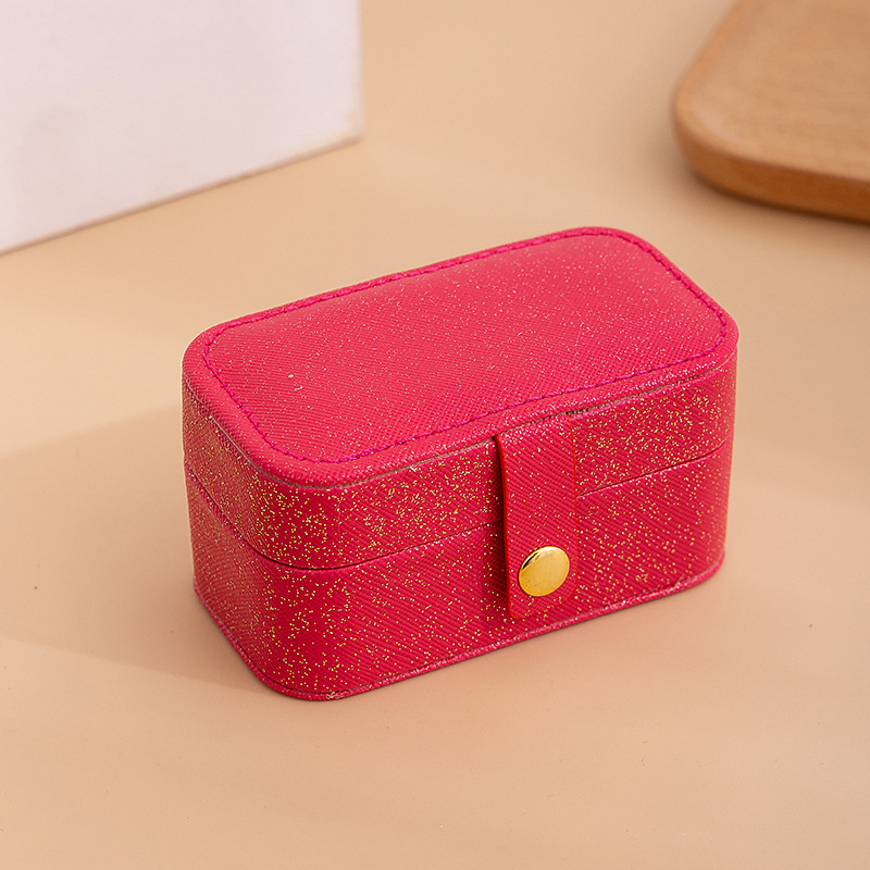 Mini kožna kutija za nakit s višebojnim perlastim završetkom, kompaktni organizator za naušnice, ogrlice, prstene i ruž; Materijal: koža; Stil: Sweet Lady; Vzor: jednobojan; Mogućnost prilagodbe; Idealan poklon za vjenčanja i putovanja