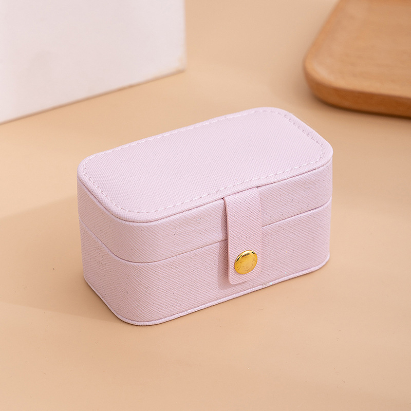 Mini kožna kutija za nakit s višebojnim perlastim završetkom, kompaktni organizator za naušnice, ogrlice, prstene i ruž; Materijal: koža; Stil: Sweet Lady; Vzor: jednobojan; Mogućnost prilagodbe; Idealan poklon za vjenčanja i putovanja