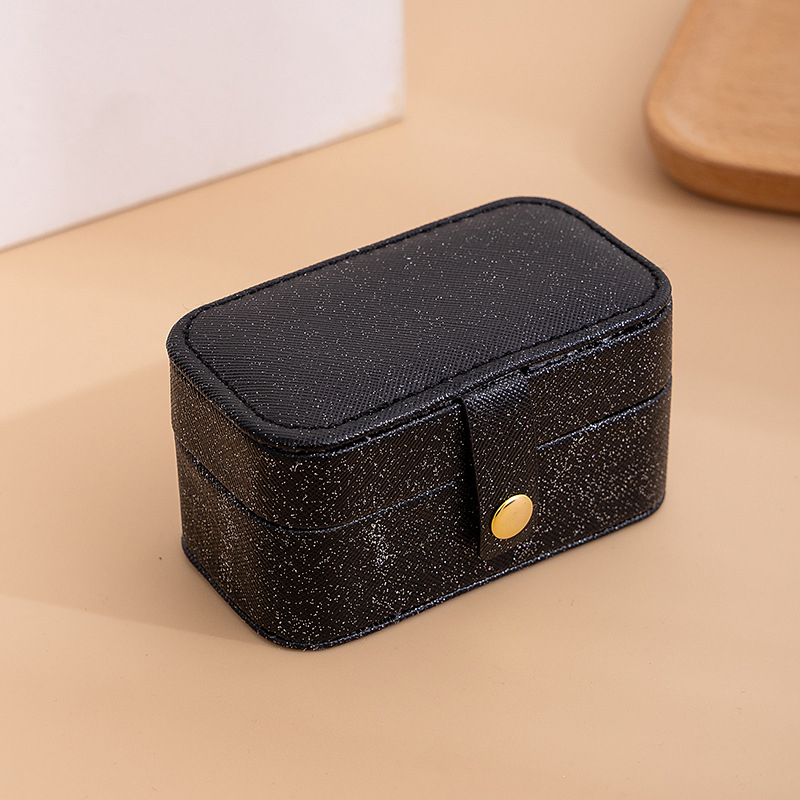 Mini kožna kutija za nakit s višebojnim perlastim završetkom, kompaktni organizator za naušnice, ogrlice, prstene i ruž; Materijal: koža; Stil: Sweet Lady; Vzor: jednobojan; Mogućnost prilagodbe; Idealan poklon za vjenčanja i putovanja