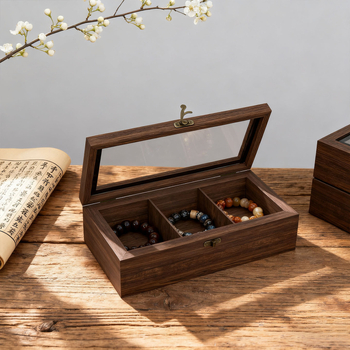 Cutie de bijuterii din lemn cu compartiment pentru brățări (Material: Lemn; Duritatea: Moale)