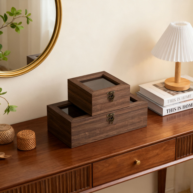 Cutie de bijuterii din lemn cu compartiment pentru brățări (Material: Lemn; Duritatea: Moale)