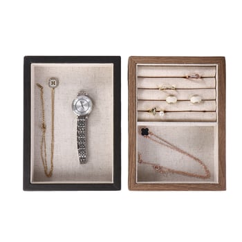 Drvena kutija za nakit, višenamjenski organizator za satove i ogrlice, monokromatski dizajn, čvrsta konstrukcija, prilagodljiva