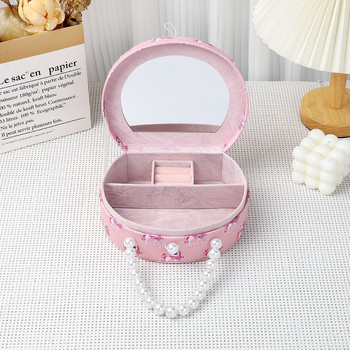 Prijenosna kutija za nakit za djecu s jednorogom, kožni materijal, karikatura dizajn, 3D perle ukrasi