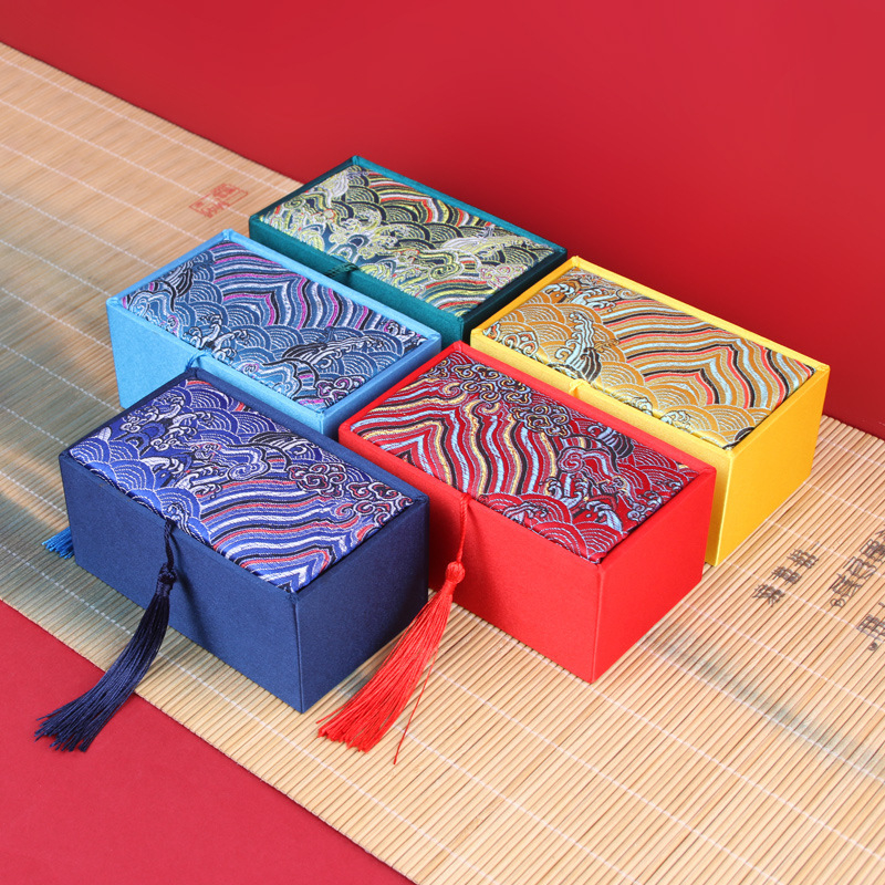 Kutija za nakit s Wenwan pakiranjem od oraha, kutija za budističke perle, retro brokat kutija i češalj (Materijal: Drugo; Stil: Tekstil; Tvrdoća: Tvrda)