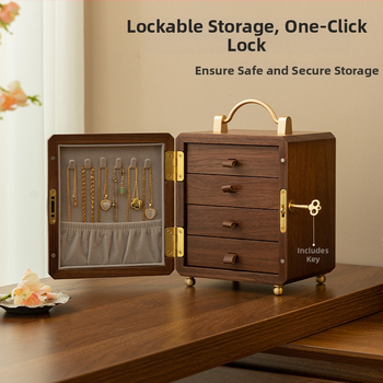 Cutie de bijuterii din lemn cu lacăt – construcție dură, stil cutie cadou, model Yc250504a