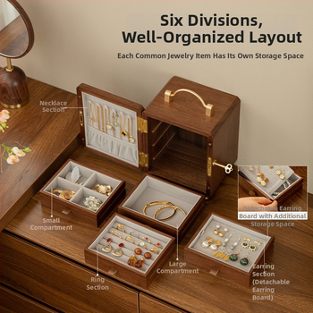 Cutie de bijuterii din lemn cu lacăt – construcție dură, stil cutie cadou, model Yc250504a