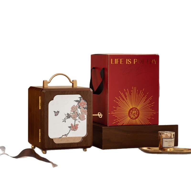 Cutie de bijuterii din lemn cu lacăt – construcție dură, stil cutie cadou, model Yc250504a