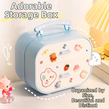 Cutie pentru accesorii de păr | Plastic | Stil Cartoon Cute | Carcasă rigidă | Model monocrom