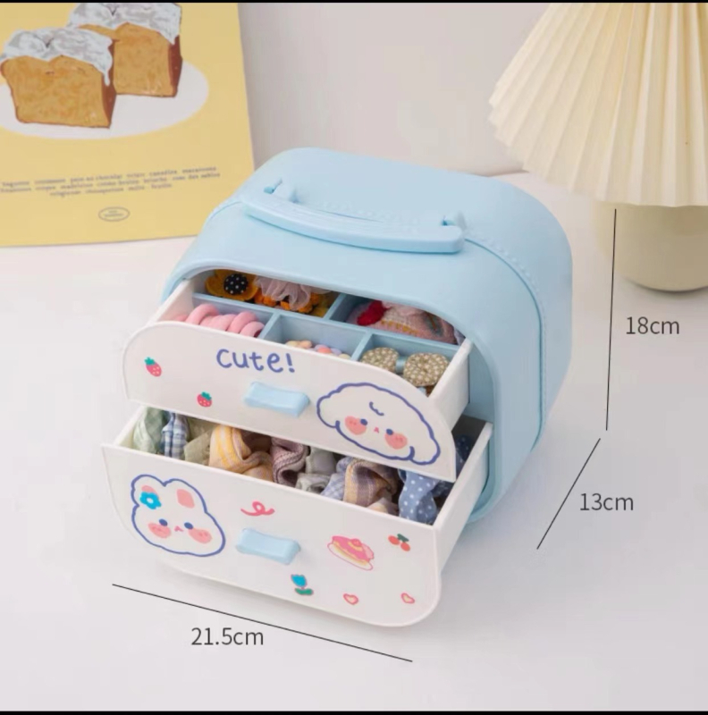 Cutie pentru accesorii de păr | Plastic | Stil Cartoon Cute | Carcasă rigidă | Model monocrom