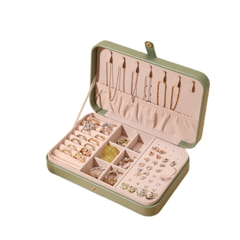 Cutie de bijuterii din piele – Cutie dreptunghiulară, multifuncțională, cu mare capacitate, pentru brățări, lanțuri și cercei, Stil european-american