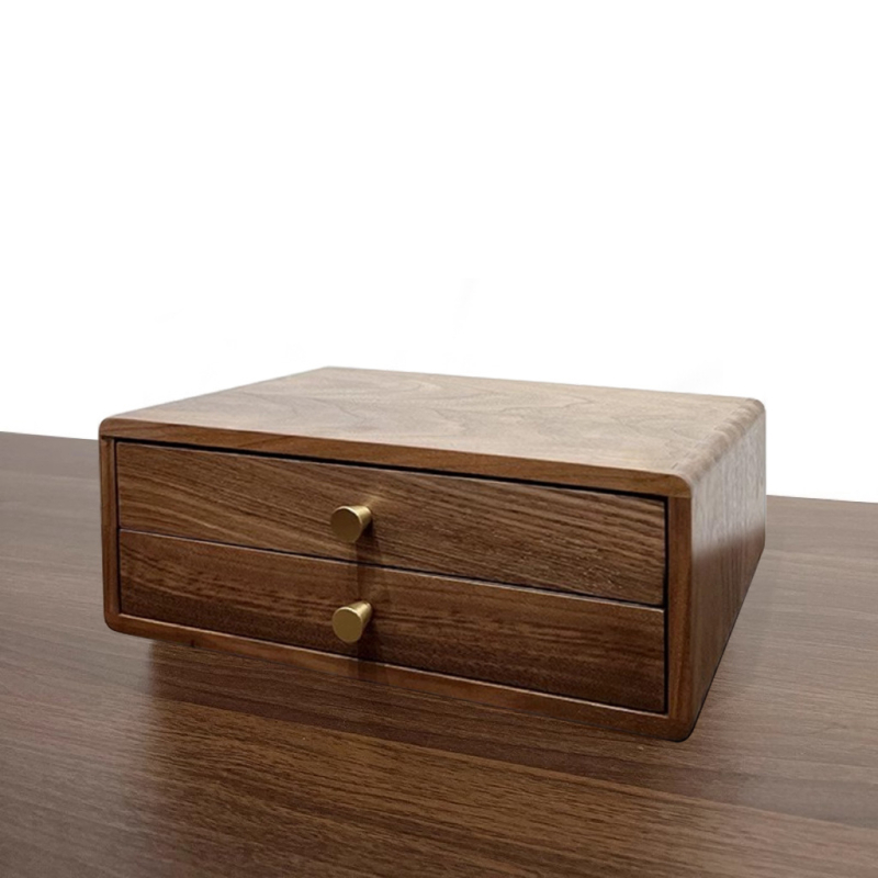 Cutie de bijuterii din lemn de stejar, cu mai multe compartimente, model X725102, lemn masiv, personalizare disponibilă