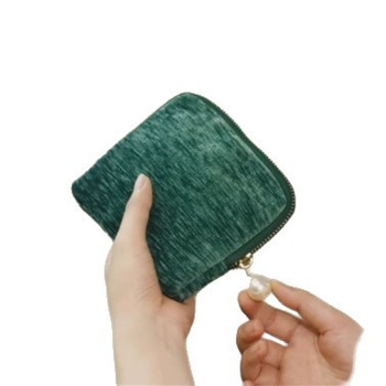 Svilena torbica za nakit, clutch stil, retro dizajn, jednofarbna, s perlom privjeskom