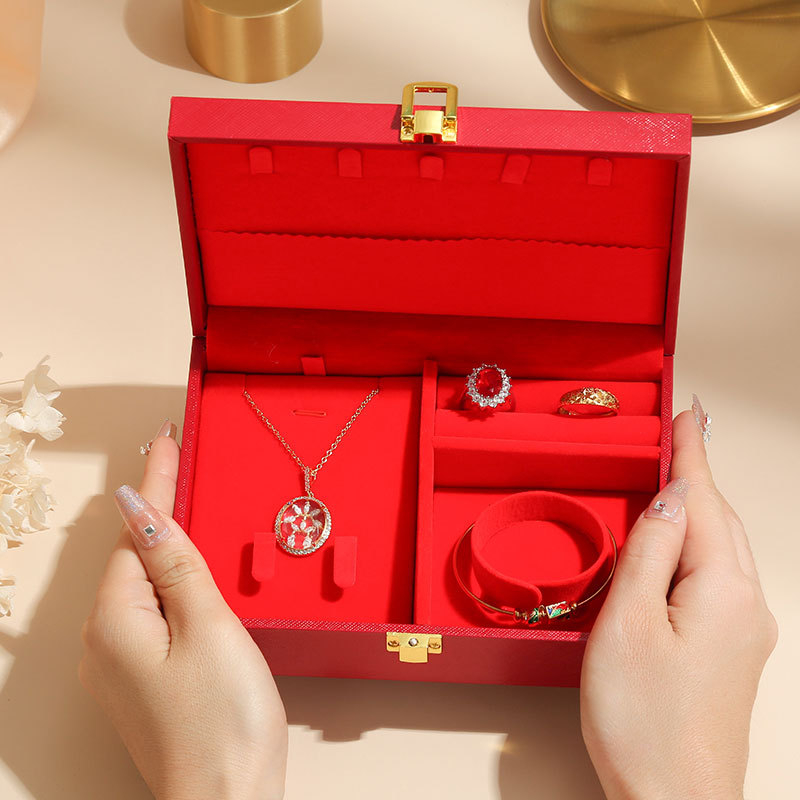 ZEBO PAK Θήκη Κοσμημάτων από φλάνελ με διπλό συρτάρι και καθρέφτη – για βραχιόλια, δαχτυλίδια και μενταγιόν