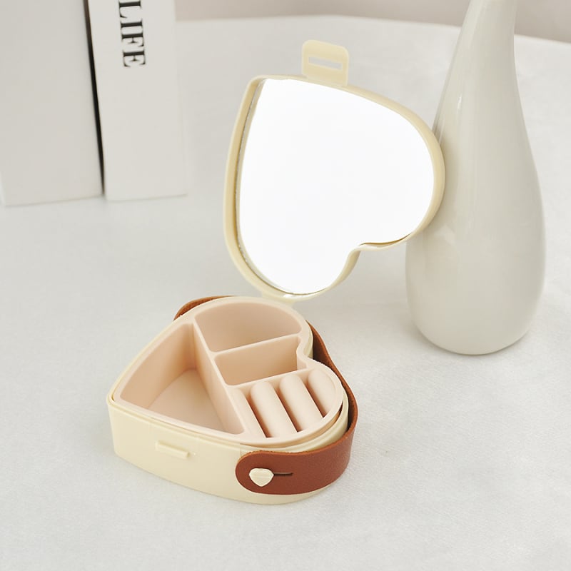 Cutie de bijuterii, stil Sweet Lady, portabilă, cu oglindă (Material ABS; Duritate: tare; Personalizare disponibilă)