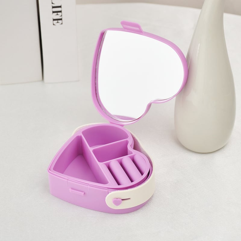 Cutie de bijuterii, stil Sweet Lady, portabilă, cu oglindă (Material ABS; Duritate: tare; Personalizare disponibilă)