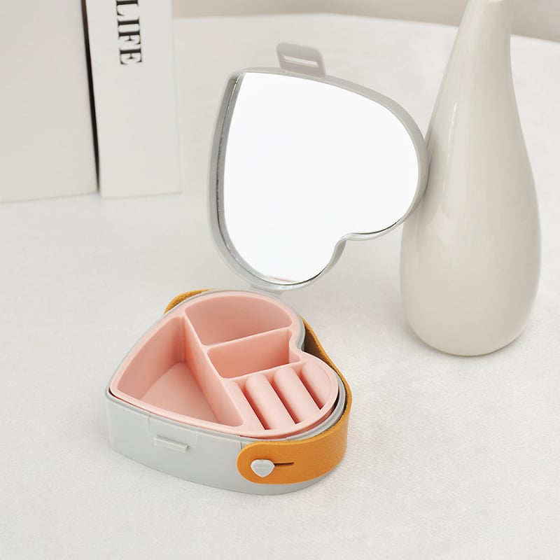 Cutie de bijuterii, stil Sweet Lady, portabilă, cu oglindă (Material ABS; Duritate: tare; Personalizare disponibilă)