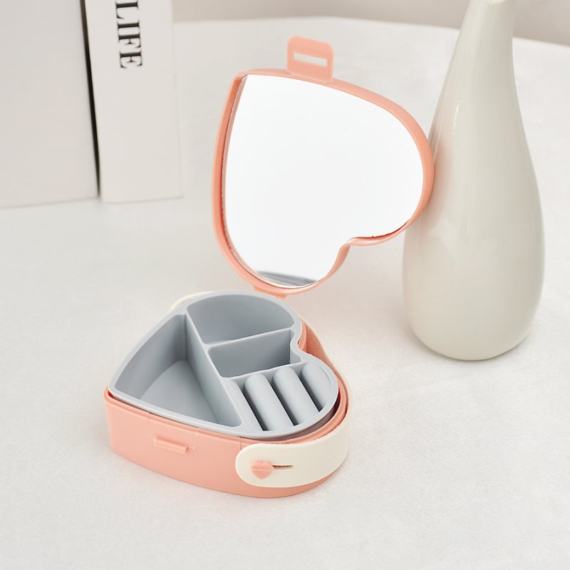 Cutie de bijuterii, stil Sweet Lady, portabilă, cu oglindă (Material ABS; Duritate: tare; Personalizare disponibilă)