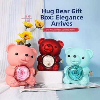 Kutija za nakit s medvjedićem koji se grli, sapun cvijet i ruža, plastična kutija, okretno iznenađenje