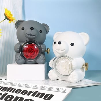 Kutija za nakit s medvjedićem koji se grli, sapun cvijet i ruža, plastična kutija, okretno iznenađenje