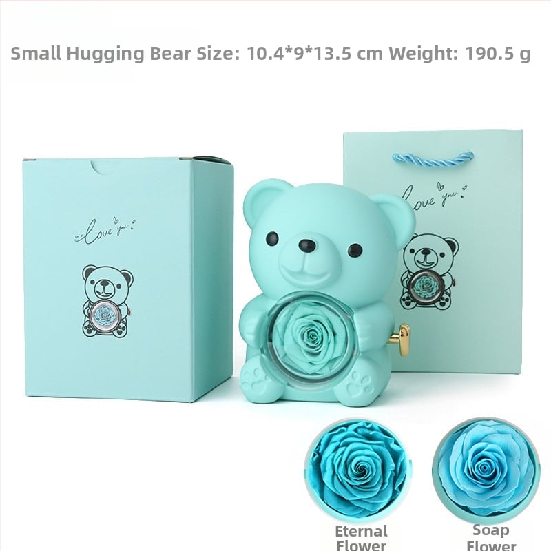 Kutija za nakit s medvjedićem koji se grli, sapun cvijet i ruža, plastična kutija, okretno iznenađenje