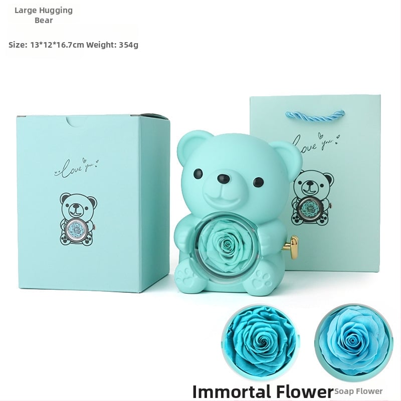 Kutija za nakit s medvjedićem koji se grli, sapun cvijet i ruža, plastična kutija, okretno iznenađenje