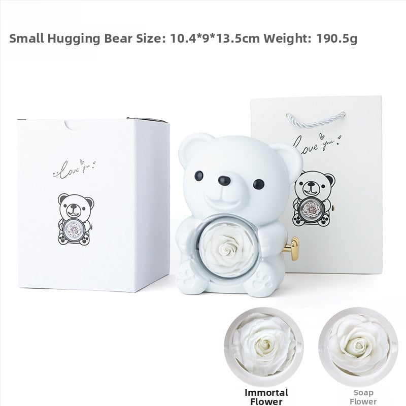 Kutija za nakit s medvjedićem koji se grli, sapun cvijet i ruža, plastična kutija, okretno iznenađenje
