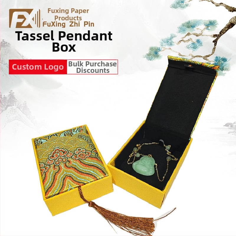 Pendentes kaste - auduma materiāls, juvelierizstrādājumu iepakojuma kastīte, piemērota kaklarotai/pendantam, zīmols Fuxing