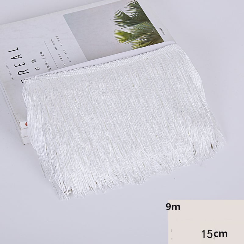 YZ 9 meetrit 15 sentimeetrit lai polüesterpits tuttidega, ladina tantsuaksessuaarid, paks ääris, kardina kaunistus