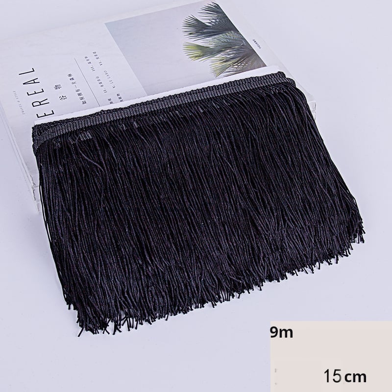 YZ 9 meetrit 15 sentimeetrit lai polüesterpits tuttidega, ladina tantsuaksessuaarid, paks ääris, kardina kaunistus