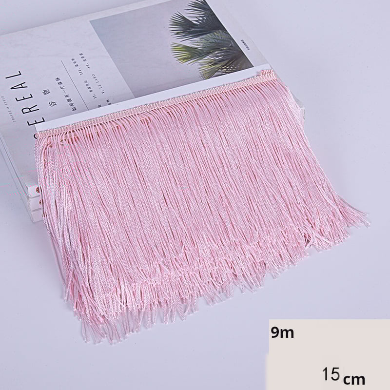 YZ 9 meetrit 15 sentimeetrit lai polüesterpits tuttidega, ladina tantsuaksessuaarid, paks ääris, kardina kaunistus