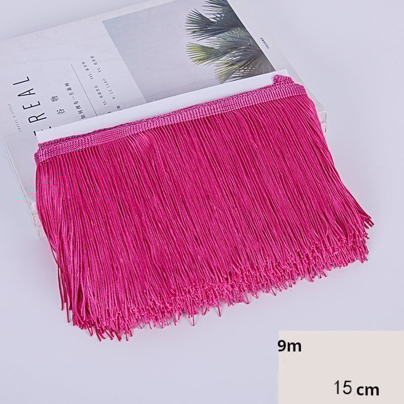 YZ 9 meetrit 15 sentimeetrit lai polüesterpits tuttidega, ladina tantsuaksessuaarid, paks ääris, kardina kaunistus