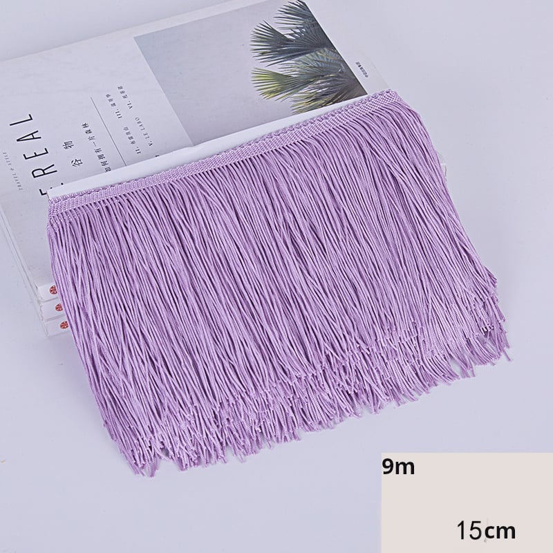 YZ 9 meetrit 15 sentimeetrit lai polüesterpits tuttidega, ladina tantsuaksessuaarid, paks ääris, kardina kaunistus