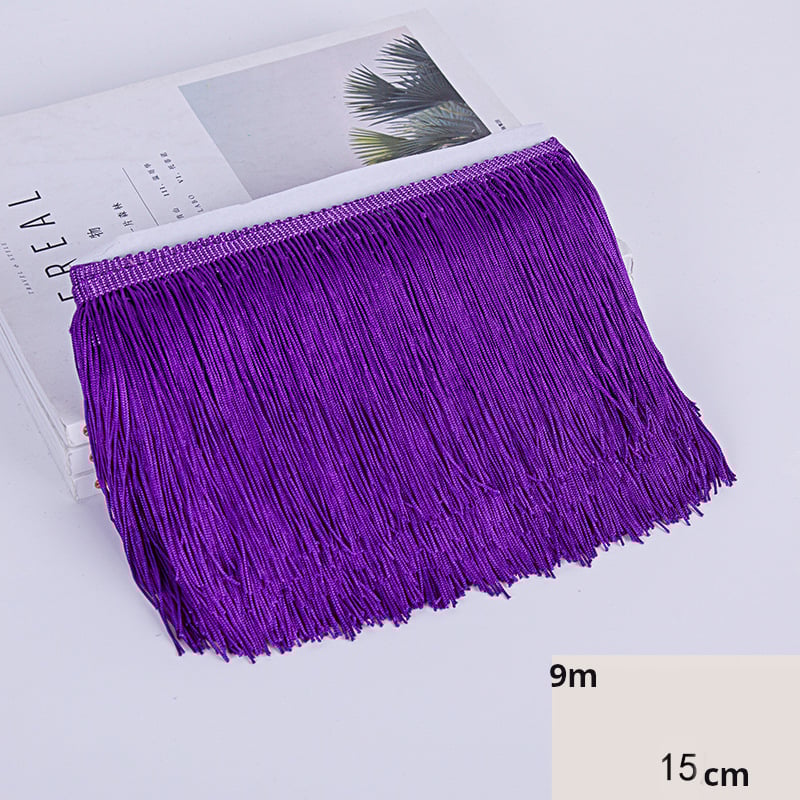 YZ 9 meetrit 15 sentimeetrit lai polüesterpits tuttidega, ladina tantsuaksessuaarid, paks ääris, kardina kaunistus