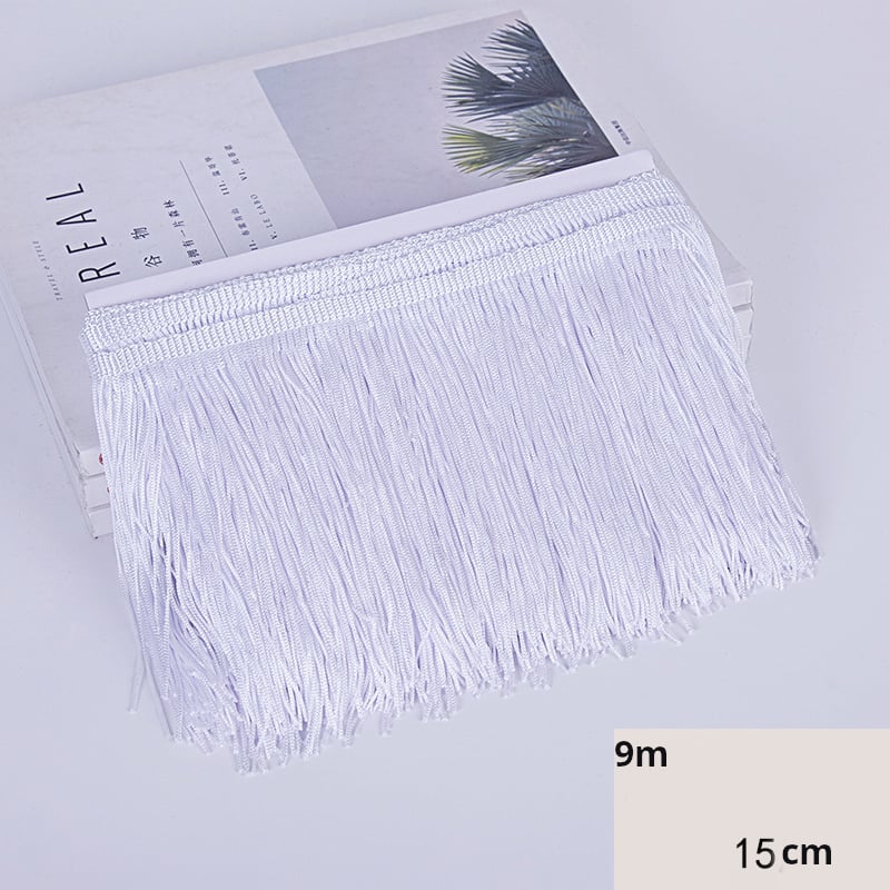 YZ 9 meetrit 15 sentimeetrit lai polüesterpits tuttidega, ladina tantsuaksessuaarid, paks ääris, kardina kaunistus