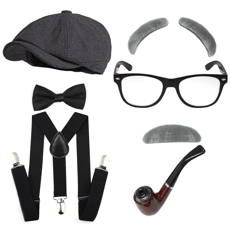 Retro britiška skrybėlė, vyriškas Getsbio stiliaus skrybėlės kostiumas išleistuvėms, gangsterio bandito kostiumas, cilindras, aštuonkampė skrybėlė