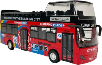 Автобус двуетажен, Метална, 1:32 мащаб, Звук и светлина, Многоцветен, Без кутия