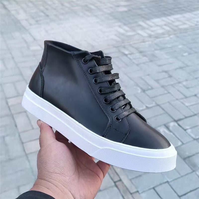 Мъжки лофери с микрофибърна кожа, квилтирана дебела подметка, вътрешност от изкуствен пух, шнуровка, зимни обувки