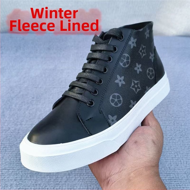 Мъжки лофери с микрофибърна кожа, квилтирана дебела подметка, вътрешност от изкуствен пух, шнуровка, зимни обувки