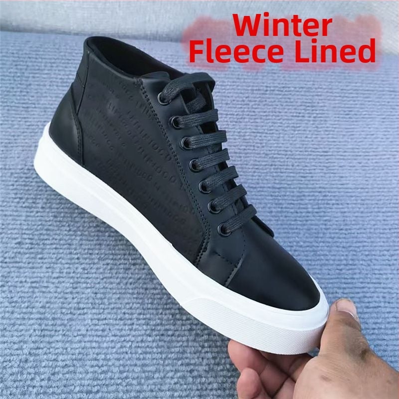 Мъжки лофери с микрофибърна кожа, квилтирана дебела подметка, вътрешност от изкуствен пух, шнуровка, зимни обувки