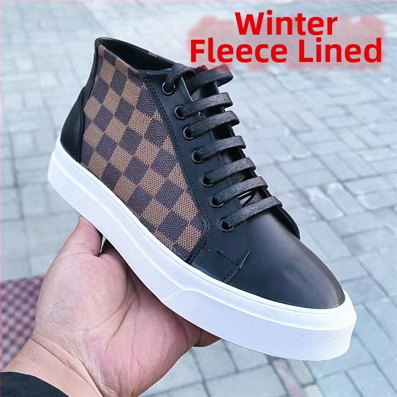 Мъжки лофери с микрофибърна кожа, квилтирана дебела подметка, вътрешност от изкуствен пух, шнуровка, зимни обувки