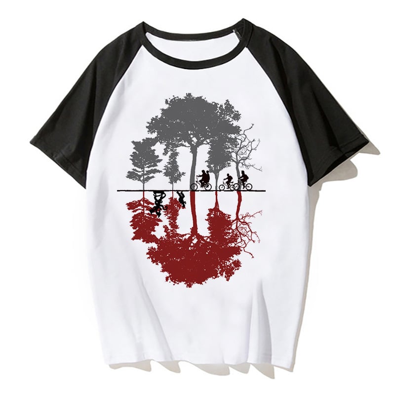 Euroopa ja Ameerika kuumimad 2019. aasta telesaated, mis põhinevad sarjal „Stranger Things“: naiste harajuku mustriga raglaanvarrukatega pluus „Stranger Things“ mustriga