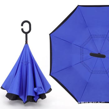 Umbrelă inversată, umbrelă auto, umbrelă dreaptă, umbrelă tip C cu strat dublu, fără mânere, cu mâner lung