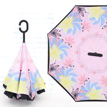 Umbrelă inversată, umbrelă auto, umbrelă dreaptă, umbrelă tip C cu strat dublu, fără mânere, cu mâner lung