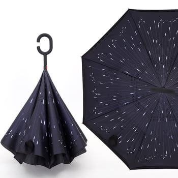 Umbrelă inversată, umbrelă auto, umbrelă dreaptă, umbrelă tip C cu strat dublu, fără mânere, cu mâner lung