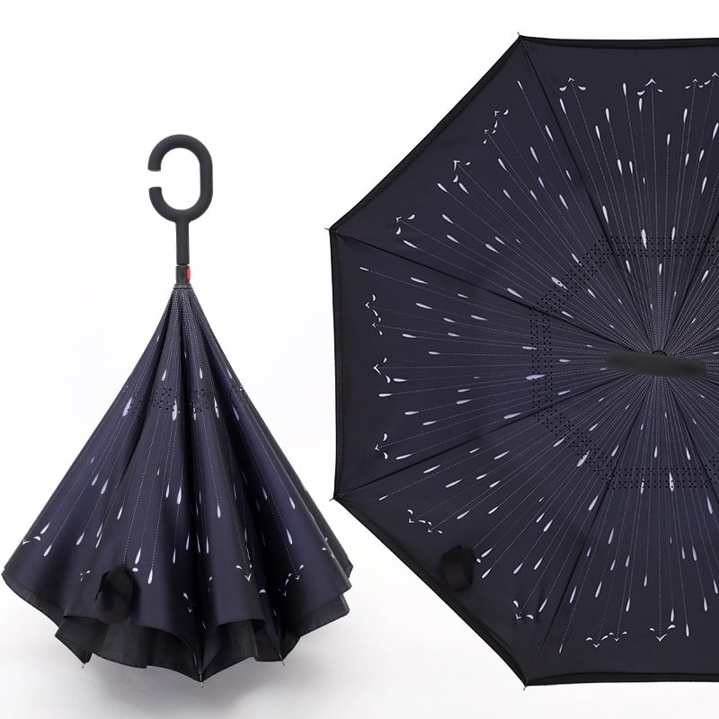 Umbrelă inversată, umbrelă auto, umbrelă dreaptă, umbrelă tip C cu strat dublu, fără mânere, cu mâner lung