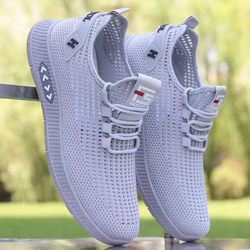 Спортни кежуал обувки за пролет, дишаща мрежеста горна част, лека гумена подметка, кръгъл нос, връзки