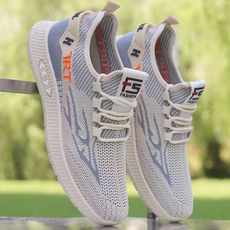 Спортни кежуал обувки за пролет, дишаща мрежеста горна част, лека гумена подметка, кръгъл нос, връзки