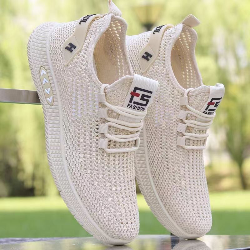 Спортни кежуал обувки за пролет, дишаща мрежеста горна част, лека гумена подметка, кръгъл нос, връзки