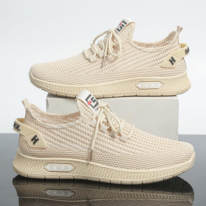 Спортни кежуал обувки за пролет, дишаща мрежеста горна част, лека гумена подметка, кръгъл нос, връзки