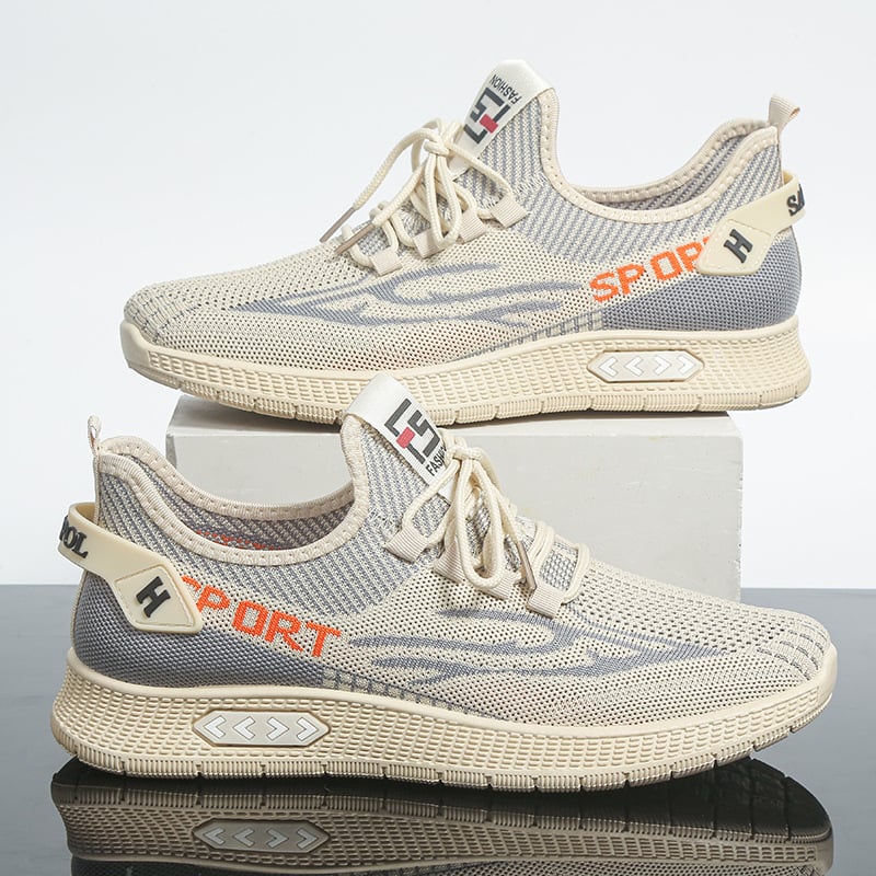 Спортни кежуал обувки за пролет, дишаща мрежеста горна част, лека гумена подметка, кръгъл нос, връзки